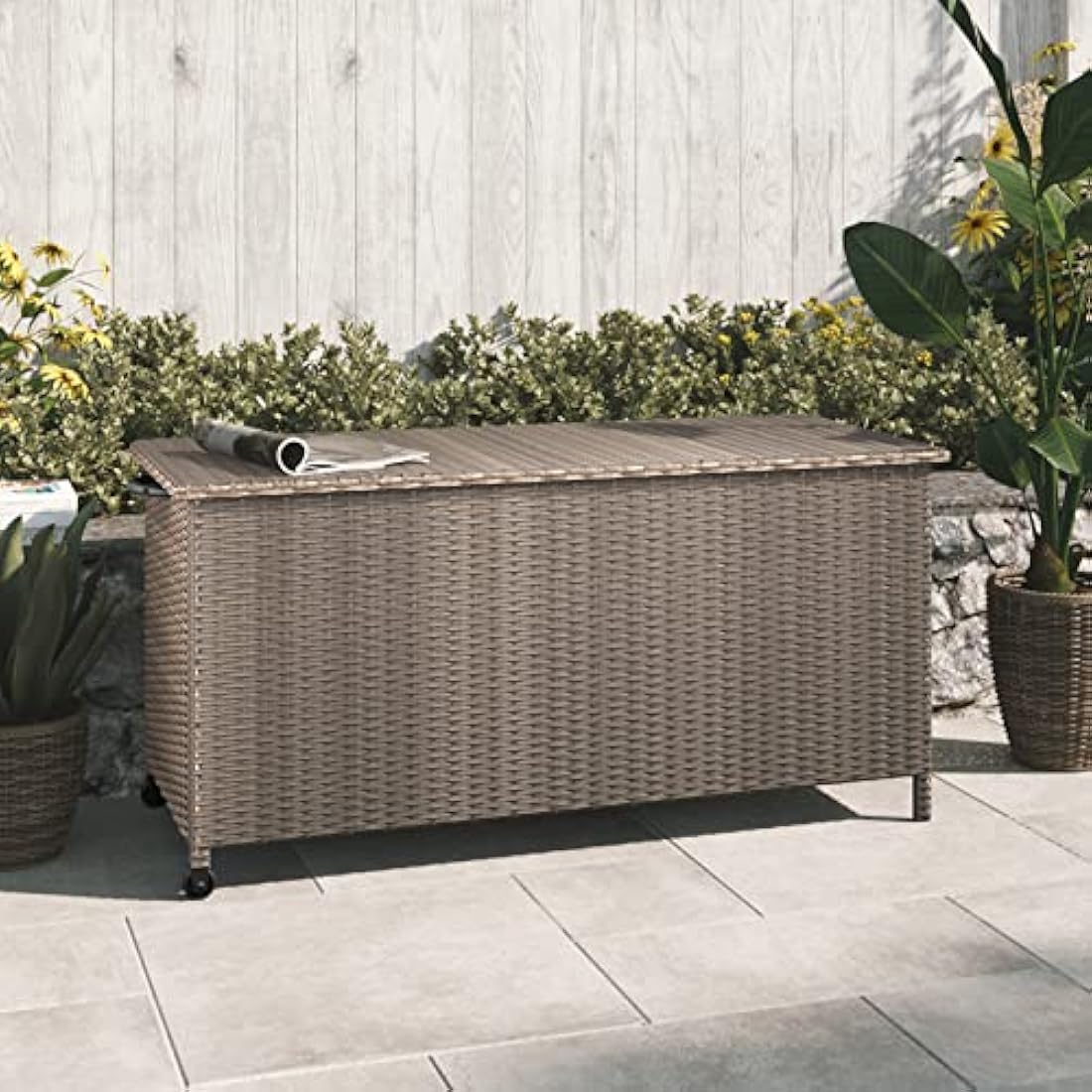 Grand patio Deck Box Outdoor 480L Large Storage Box with Lid Graden Furniture Storage Box Cushion Box with Smooth Wheels Easy to Move Storage Containers for Tools Pool Accessory Pillows -Light Brown