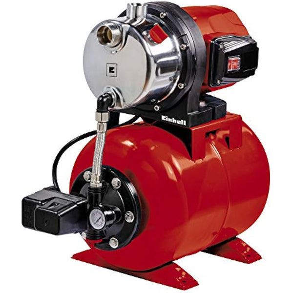 Einhell Hauswasserwerk GC-WW 1046 N (1050 W, 4600 L/h max. flow rate, max. delivery pressure 4.8 bar, pressure switch, pressure gauge, 20 L tank), stainless steel
