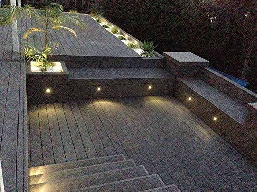 INDARUN Warm White Led Decking Lights Outdoor Waterproof IP67 Ø30MM 12V - Led Plinth Light Kits for Terrace/Patio/Path/Wall/Garden/Decoration, 10 Packs