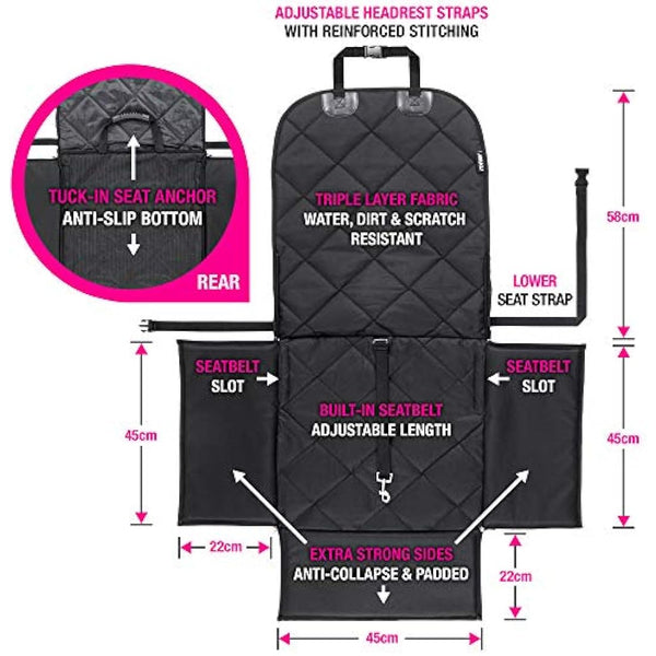 AHUKU Dog Car Seat with Seat Belt and Strong Padded Sides - Waterproof Pet Booster Seat Cover - for Small / Medium Dogs and Puppies