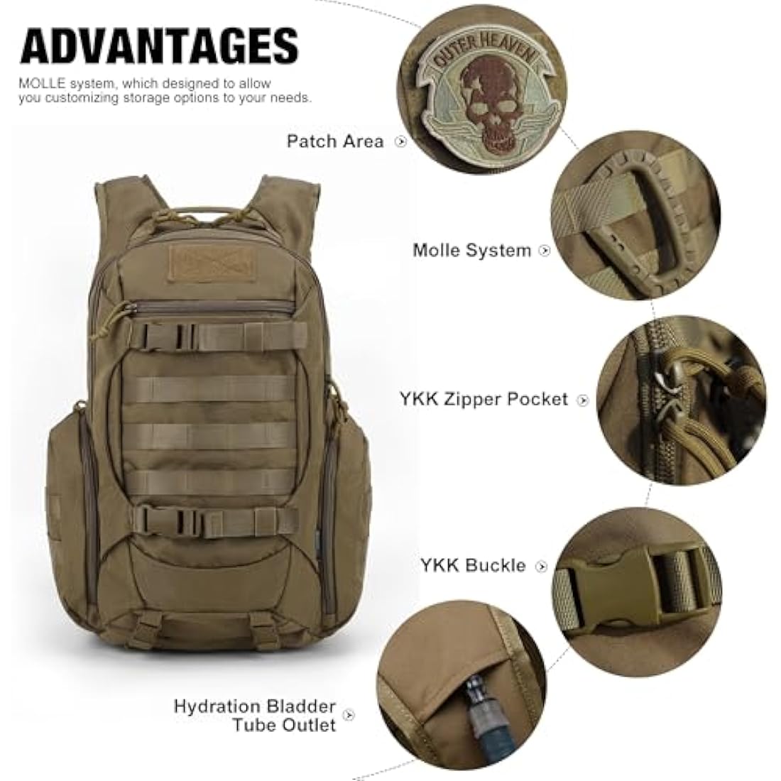 Mardingtop 28L Military Tactical Backpack Practical Rucksack for Men with Molle System Outdoor Hiking Backpack Army Backpack for Hiking, Traveling, Mountaining