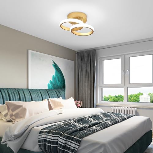 EIDISUNY LED Ceiling Light Modern Ceiling Lamp Silver Round Simple Ceiling Light Fixture LED for Corridor Kitchen Stairs Hallway Study Room Bedroom Living Room - Gold 22W (Cool White Light 6000K).