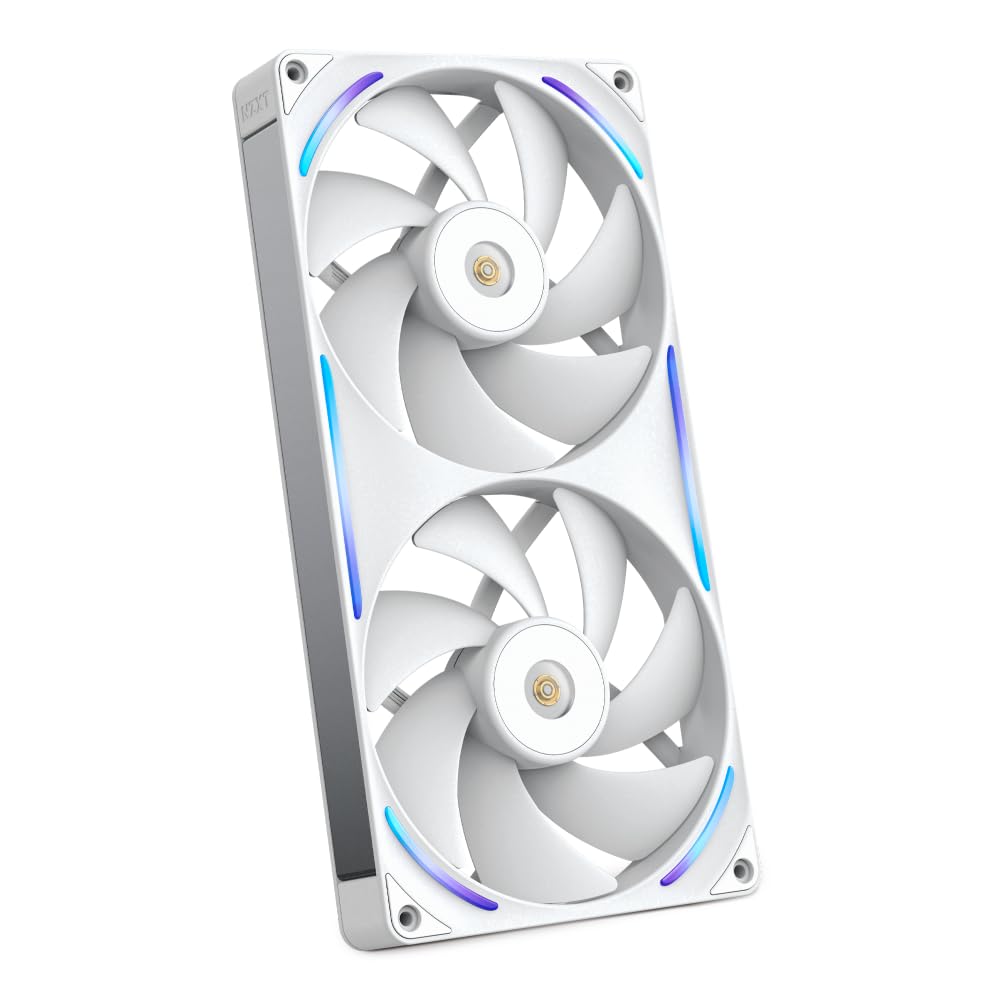 NZXT F420 RGB Core - 420mm Single-Frame Fan Unit with 3 x 140mm RGB Fans - Speed & Lighting Control - High Static Pressure & Airflow - Fluid Dynamic Bearings - 8 aRGB LEDs Per Fan - White