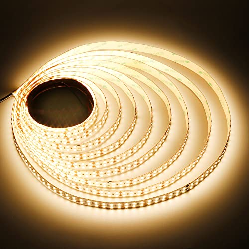JOYLIT 24V LED Strip Lights 5M 3000K Warm White Dual Row 11200LM Ultra Bright, CE UL Professional CRI 90+ 240LEDs/M High Density 2835 SMD 120W