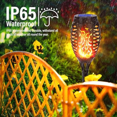 NEXVIN 16 Pack Solar Flickering Dancing Flame Lights Waterproof Solar Torch Lights for Outdoor Garden Patio Pathway Yard Driveway Decorative