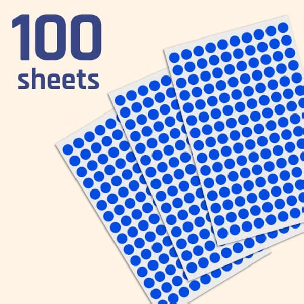 15,000 Pack - 10mm Round Coloured Dot Stickers Labels, Blue