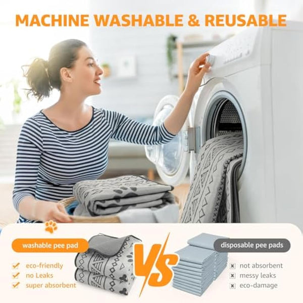 PICK FOR LIFE Reusable Puppy Pads, 2 Pack Washable Puppy Pads, Super Absorbent Leak-Proof and Non-Slip Dog Mat Pee Pads for Dog, Fast Drying Training Pads for Home, Playpens, Crates, Car - 90x120cm