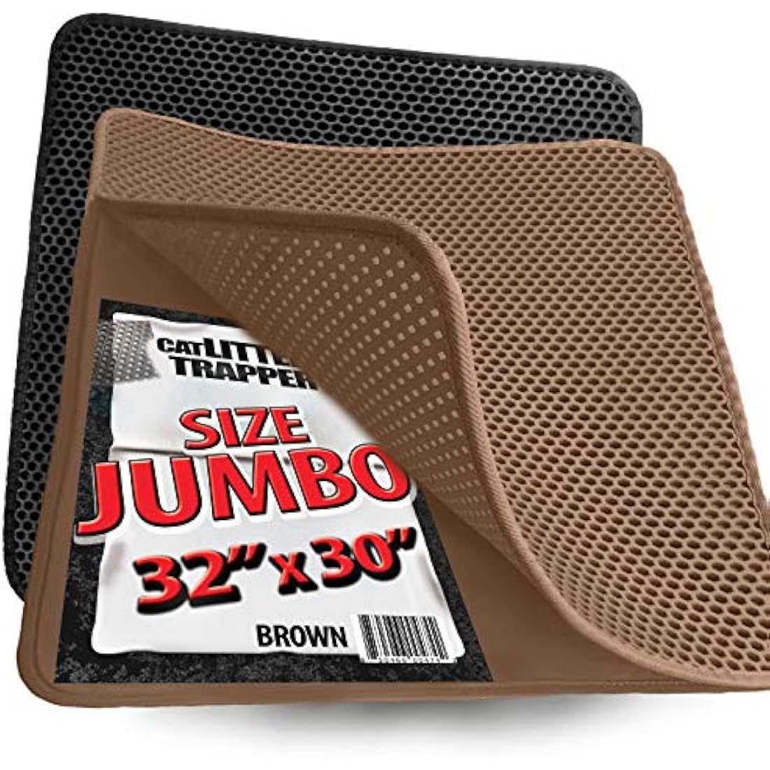 iPrimio 32" x 30" Cat Litter Mat: Large Litter Trapper Mat for Clean Homes, Litter Tray Mat for Housetraining Cats with Exclusive Urine/Waterproof Layer, Washable Silicone Cat Litter Tray Mat - Brown