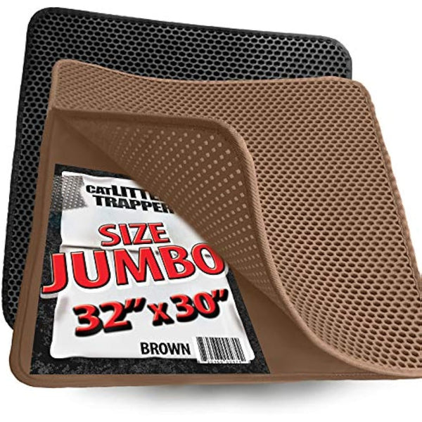 iPrimio 32" x 30" Cat Litter Mat: Large Litter Trapper Mat for Clean Homes, Litter Tray Mat for Housetraining Cats with Exclusive Urine/Waterproof Layer, Washable Silicone Cat Litter Tray Mat - Brown