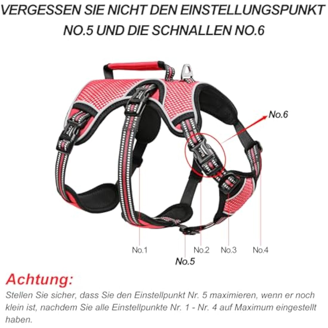 HEELE Dog Harness - Escape Proof, No Pull Reflective Adjustable Vest with Durable Handle, Ideal for Big/Active Dogs, Red, XL