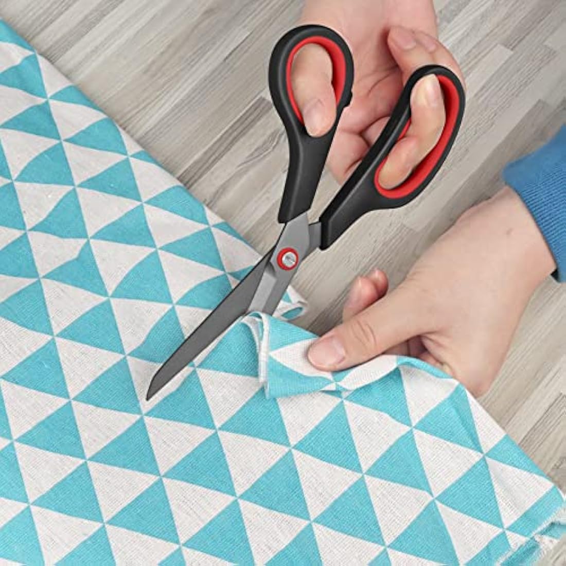 KUONIIY Scissors Ultra Sharp Blades Soft Comfort-Grip Handles Multi-Purpose Scissors Set of 5, BlackRed