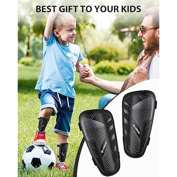 AirsFish Shin Pads Boys CE Certified Kids Football Shin Guards Breathable Non Slip Extended Adjustable Straps Lightweight Soccer Shin Pads for Boys Girls Teens Leg Calf Protective