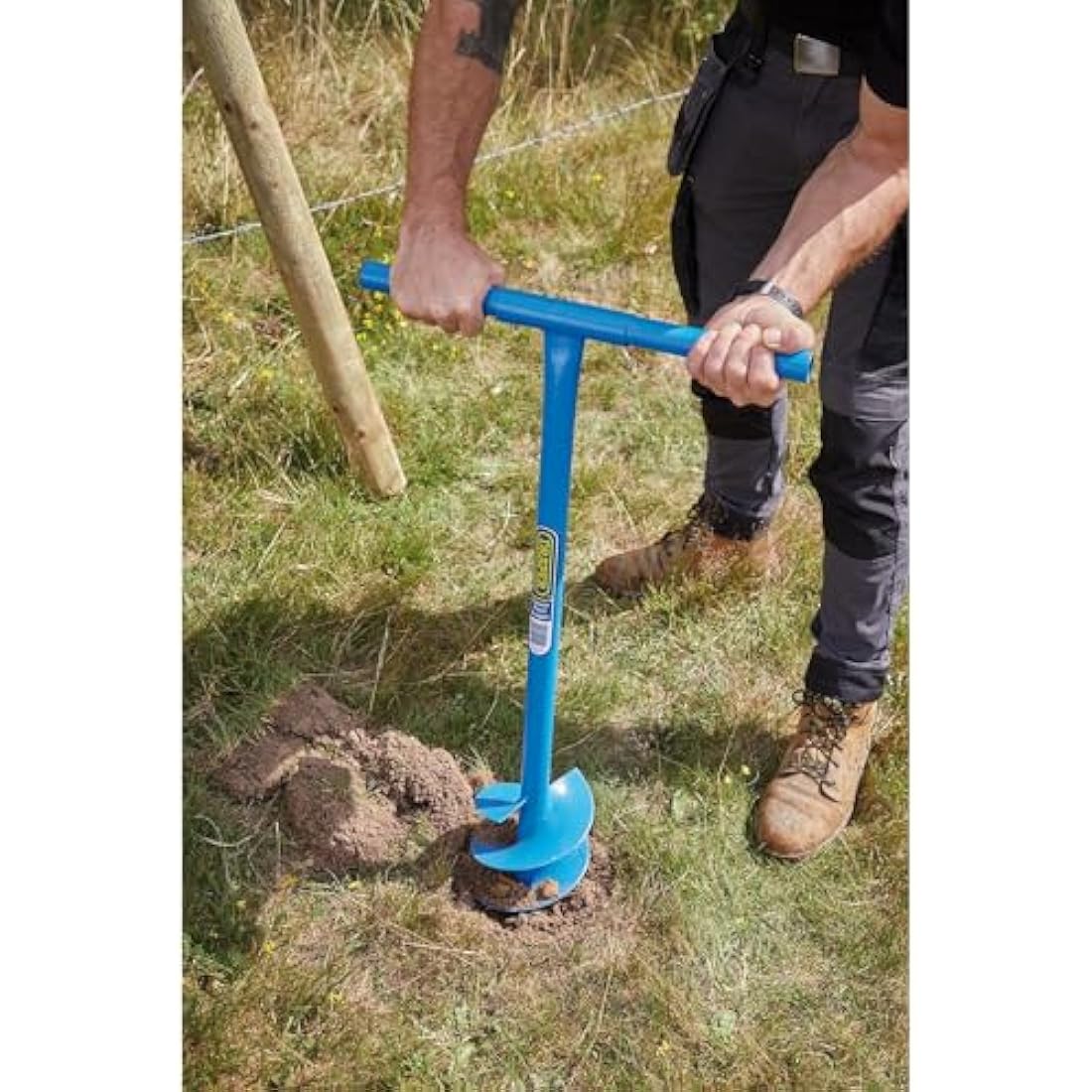 Draper 1050 x 150 mm Fence Post Auger | Post Hole Digger Gardening hand tool| Fence Manual Hand Drill | Tubular steel | 24414 Blue