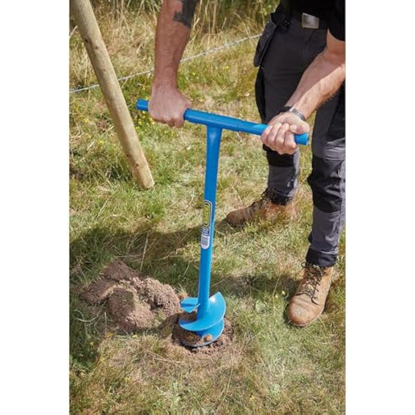 Draper 1050 x 150 mm Fence Post Auger | Post Hole Digger Gardening hand tool| Fence Manual Hand Drill | Tubular steel | 24414 Blue