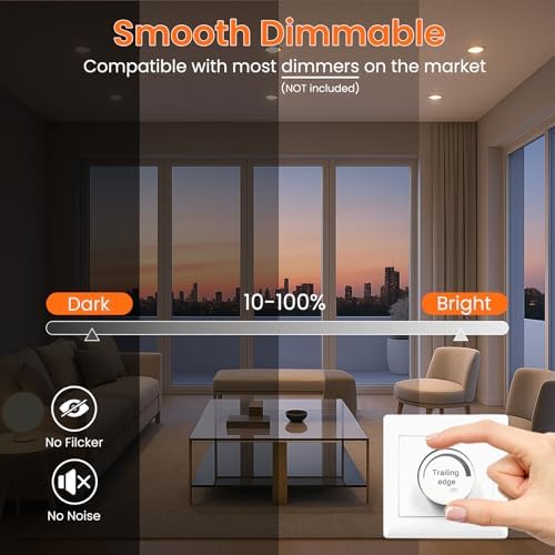 ALUSSO Tilt LED Downlights Dimmable 6W, 540lm Ultra Slim Spotlights 75-78mm, 3CCT Tilt Recessed Lights Warm White 3000K Natural White 4000K Cool White 6500K for Kitchen Living Room, Nickel