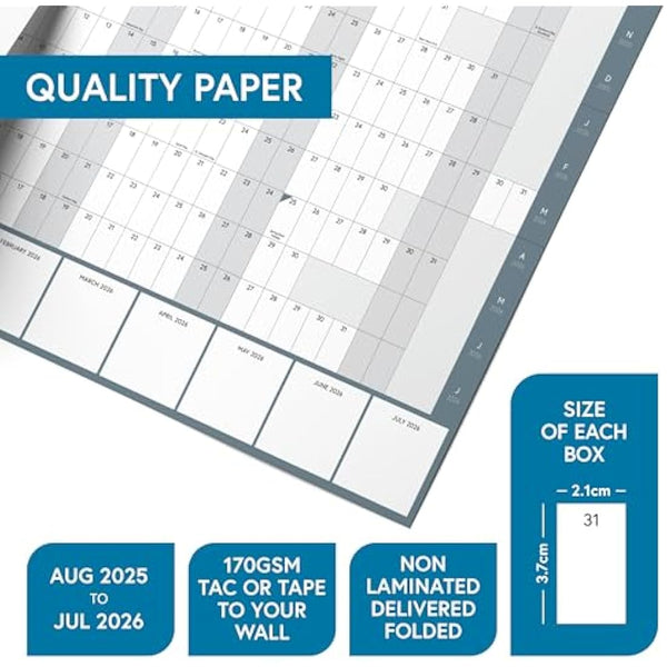 Academic Wall Planner 2025-2026 by Clear Mind Concepts® - A1 Wall Planner Folded (59.4 x 84.1cm) for Students, Teachers, and Professionals with Monthly Planning