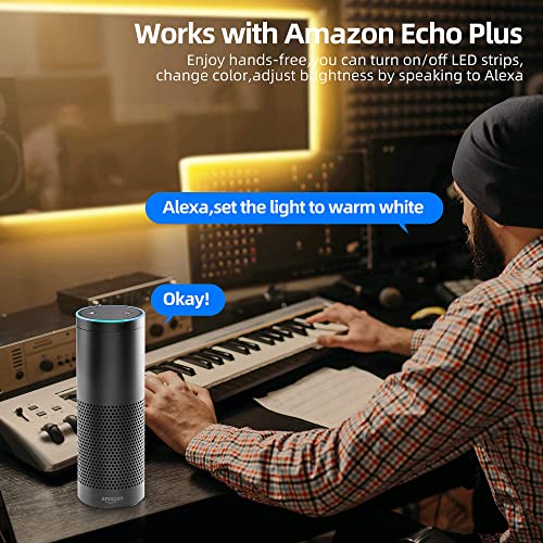 32.8ft ZigBee LED Strip Lights Dimmable Ambiance Smart RGB LED Kit Directly Work with Echo Plus for Alexa Voice Control LED Lights,Work with Hub