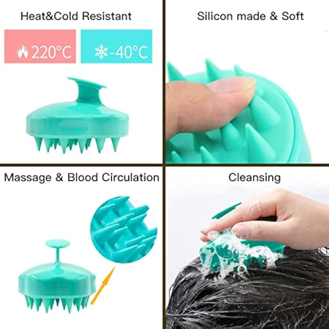 Shampoo Brush Bath Brush Kit Pack 2 of Hair Brush Silicon Scalp Massager and Dry Skin Body Brush Exfoliate Improve Blood Circulation for Daily Use or Gift