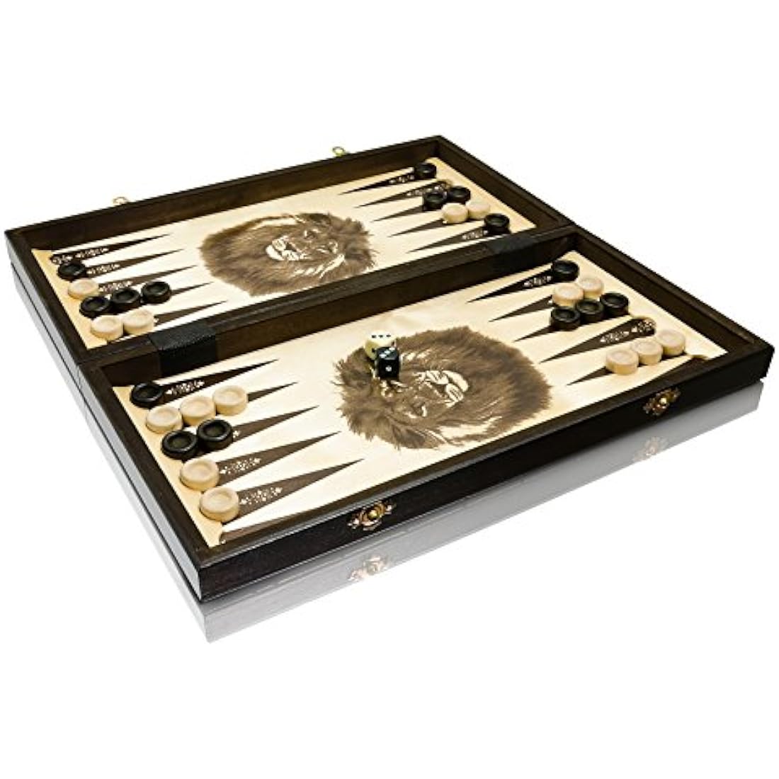 3in1 Backgammon Chess and Checkers Set | Master of Chess | XL Wooden Chess Board 40 cm | Handmade Portable Chess Draughts/Drafts Set for Adults and For Kids - Tournament Chess Figures NO.4