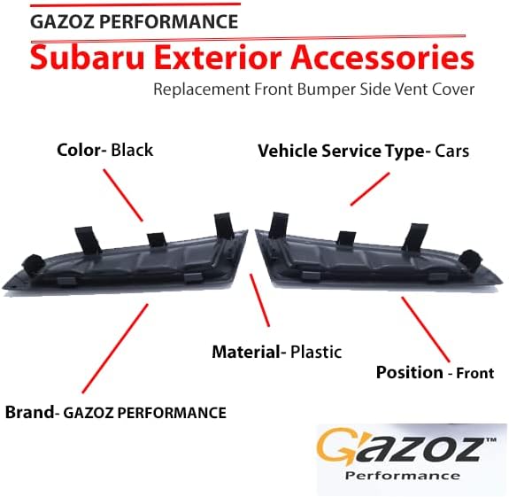 GAZOZ PERFORMANCE Exterior Accessories - Replacement Front Bumper Side Vent Covers RH+LH for 2006-2007 Impreza WRX STI, 06 07 STi GDF - Black Prime
