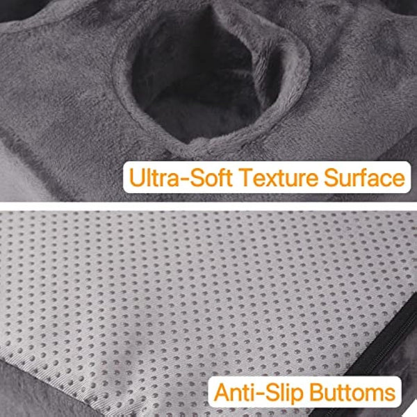 Forzaddik Couch and Bed Cup Holder Pillow, Sofa Organizer Caddy for Drinks, Remotes, Phones, Snacks (Gray)