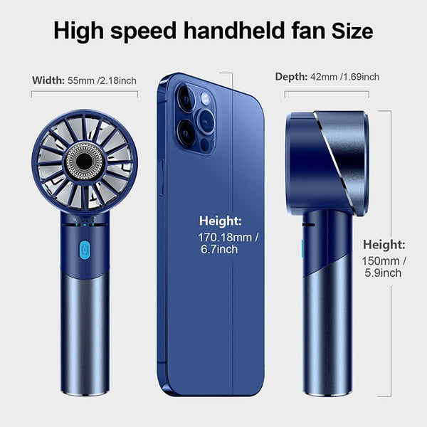 COZOME Handheld Fan,Ultra-Portable 7000 RPM Turbo Mini Fan with 16H Battery,4-Speed USB Rechargeable Metal Design | Pocket Fan for Travel/Outdoor/Home/Office,Gift for Men & Women (Alloy Construction)