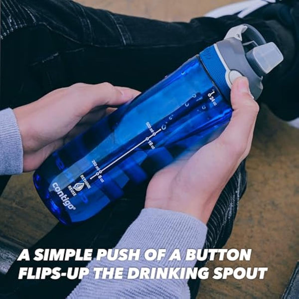 Contigo Ashland Autoseal Water Bottle with Flip-Straw | Large 720ml BPA Free Drinking Bottle | Sports Flask | Leakproof