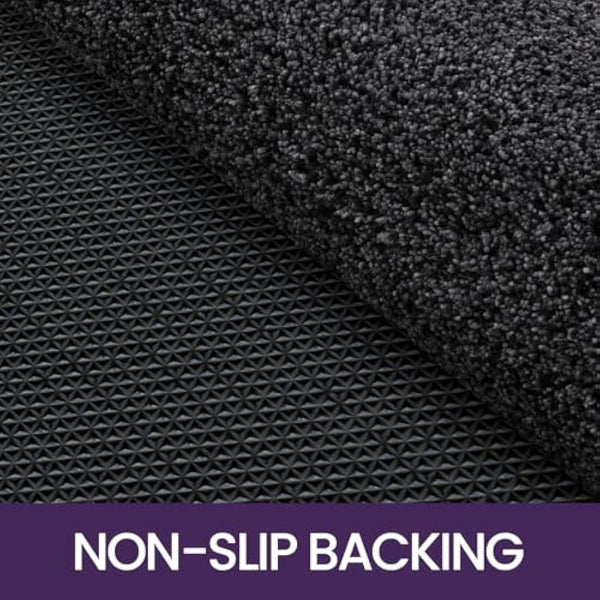 DEXI Dirt Trapper Door Mat Indoor, Non-slip Doormats Inside, Machine Washable, Super Absorbent Entrance Mats Soft Floor Carpet Rug, 50 x 80 cm, Black-Grey