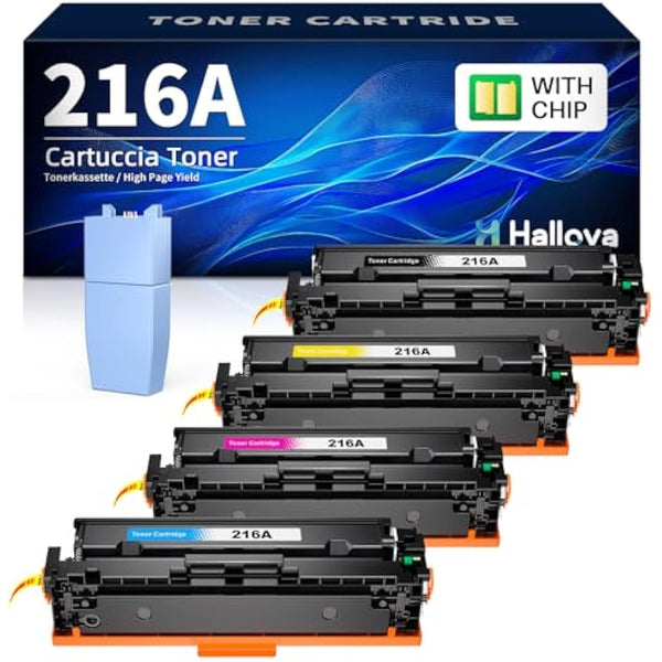 Halloya 216A Toner Cartridges Compatible with HP 216A for Color Laserjet Pro MFP M183fw M182n M182nw M155a M155nw W2410A W2411A W2412A W2413A Printer Toner (with chip,4-Pack)