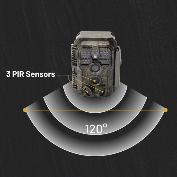 GardePro E5S Wildlife Camera, 64MP 1296p Trail Camera, H.264 Video, 100ft Night Vision, Ultra-fast 0.1s Motion Activated, Garden Camera Trap