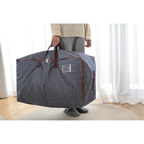 DOKEHOM 3-Pieces 105L Large Storage Bag, Fabric Clothes Bag, Thick Ultra Size Under Bed Storage, Moisture proof (Blue, 3 Pack)