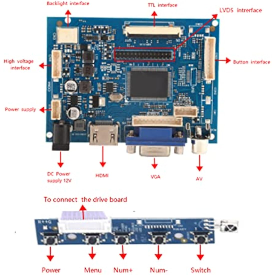 Hilitand TFT LCD Display HDMI VGA Monitor Screen Kit 7 Inch 1024 * 600 Compatible 3/2