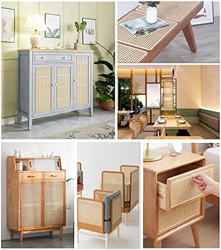 Feyart Natural Rattan Cane Webbing Square Mesh Radio Weave Cane Mesh (50 x 100cm) - Upcycle Furniture, DIY Projects, Home Décor