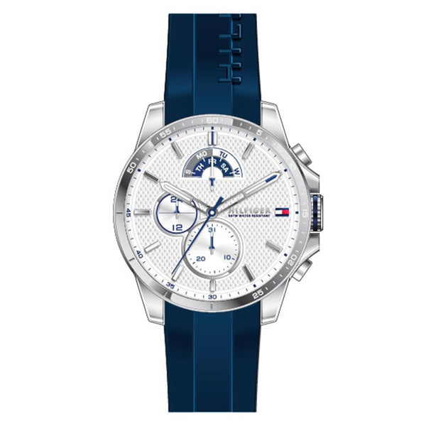 Tommy Hilfiger Analogue Multifunction Quartz Watch for Men with Silicone, Stainless Steel or Leather Bracelet, Day & Date Sub-Dials, 5ATM Water Resistant