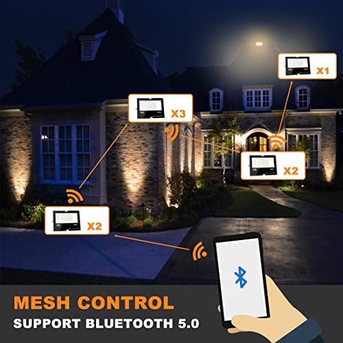 HEKEE LED RGB Floodlights Outdoor, 300W Equivalent, Smart Colour Changing Flood Lights, APP Controlled, Timing, IP66 Waterproof, UK Plug (2 Pack)