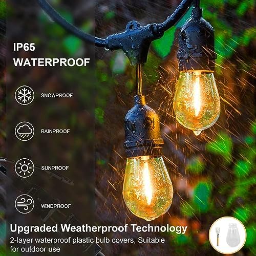 ZOTOYI S14 Outdoor String Lights Mains Powered 100FT, Garden String Lights with 30+2 Plastic LED Bulbs, Waterproof IP65 Heavy Duty Festoon Lights for Backyard Patio Cafe Balcony Party Wedding
