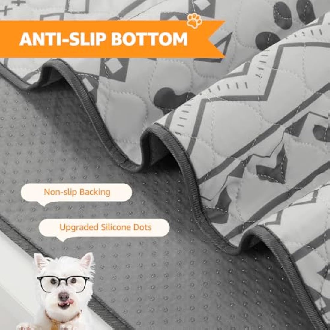 PICK FOR LIFE Reusable Puppy Pads, 2 Pack Washable Puppy Pads, Super Absorbent Leak-Proof and Non-Slip Dog Mat Pee Pads for Dog, Fast Drying Training Pads for Home, Playpens, Crates, Car - 122x122cm