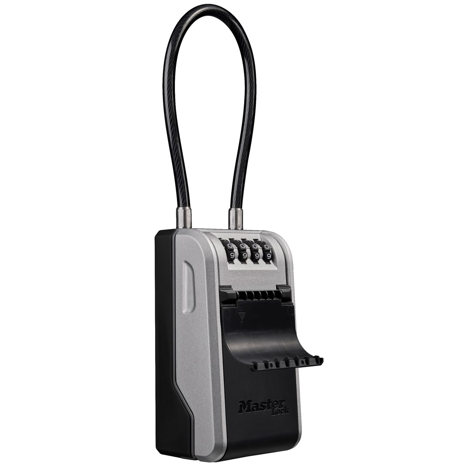 MASTER LOCK Key Safe Wall Mounted, Medium 85 x 119 x 36 mm, Outdoor, Mounting Kit, for Home Office Industries Vehicles, Black & Silver