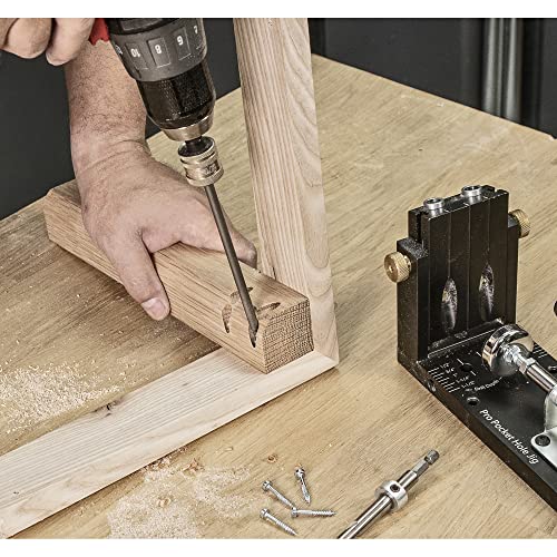 Trend Pocket Hole Jig Pro Kit with Pocket Hole Jig, Support Rods & End Stops, Face Clamp, HSS Drill Bit & Depth Collar, Square Drive Bits, 100 Screws & Storage Case, PH/JIG/AK , 12.7-38mm