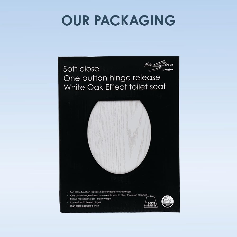 AQUALONA® Luxury Soft Close Toilet Seat - Moulded Wood - Stainless Steel Slow Close Hinges - Click, Lift & Clean Technology (Bamboo Toilet Seat)