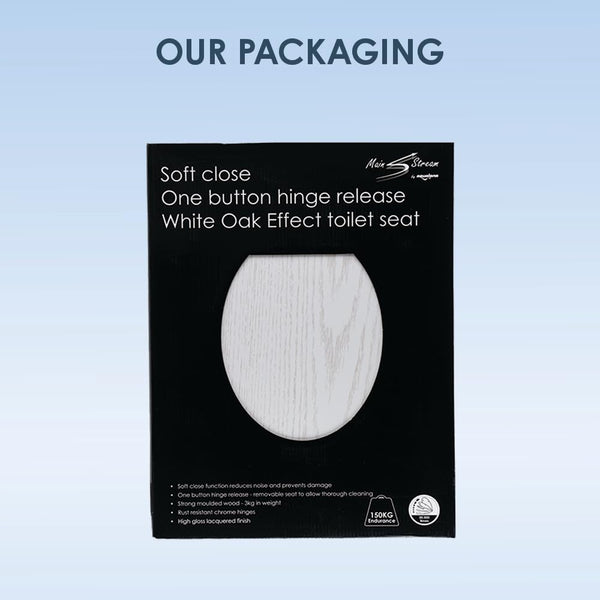 AQUALONA® Luxury Soft Close Toilet Seat - Moulded Wood - Stainless Steel Slow Close Hinges - Click, Lift & Clean Technology (Bamboo Toilet Seat)