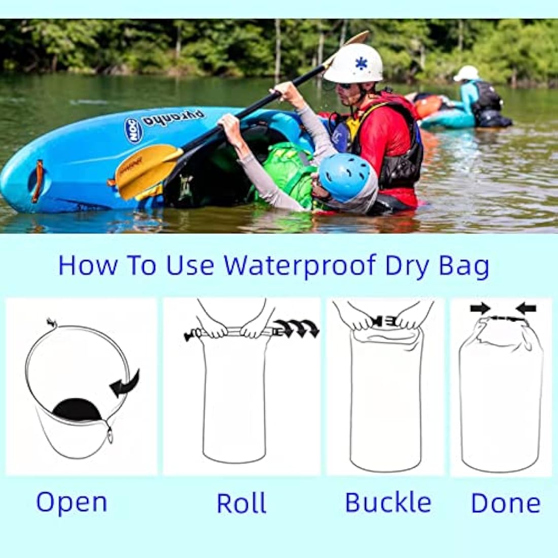 CMC-PROGEAR 10L/20L/40L/70LWaterproof Dry Bag, Lightweight Canoe Bags Storage Bags,Dry Sacks Waterproof Bags for Kayaking Rafting Boating Hiking Camping Travel Fishing Swimming(70L, Navy Green)