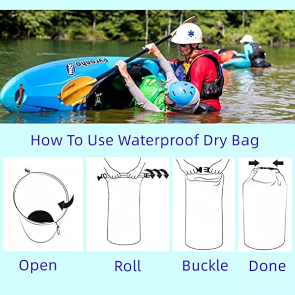 CMC-PROGEAR 10L/20L/40L/70LWaterproof Dry Bag, Lightweight Canoe Bags Storage Bags,Dry Sacks Waterproof Bags for Kayaking Rafting Boating Hiking Camping Travel Fishing Swimming(70L, Navy Green)