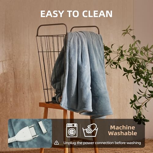 JET'S HOME Electric Blanket 130x160cm - Heated Blanket 6 Heat Settings Digital Controller Adjustable Timer up to 10 Hours - Heated Throw Machine