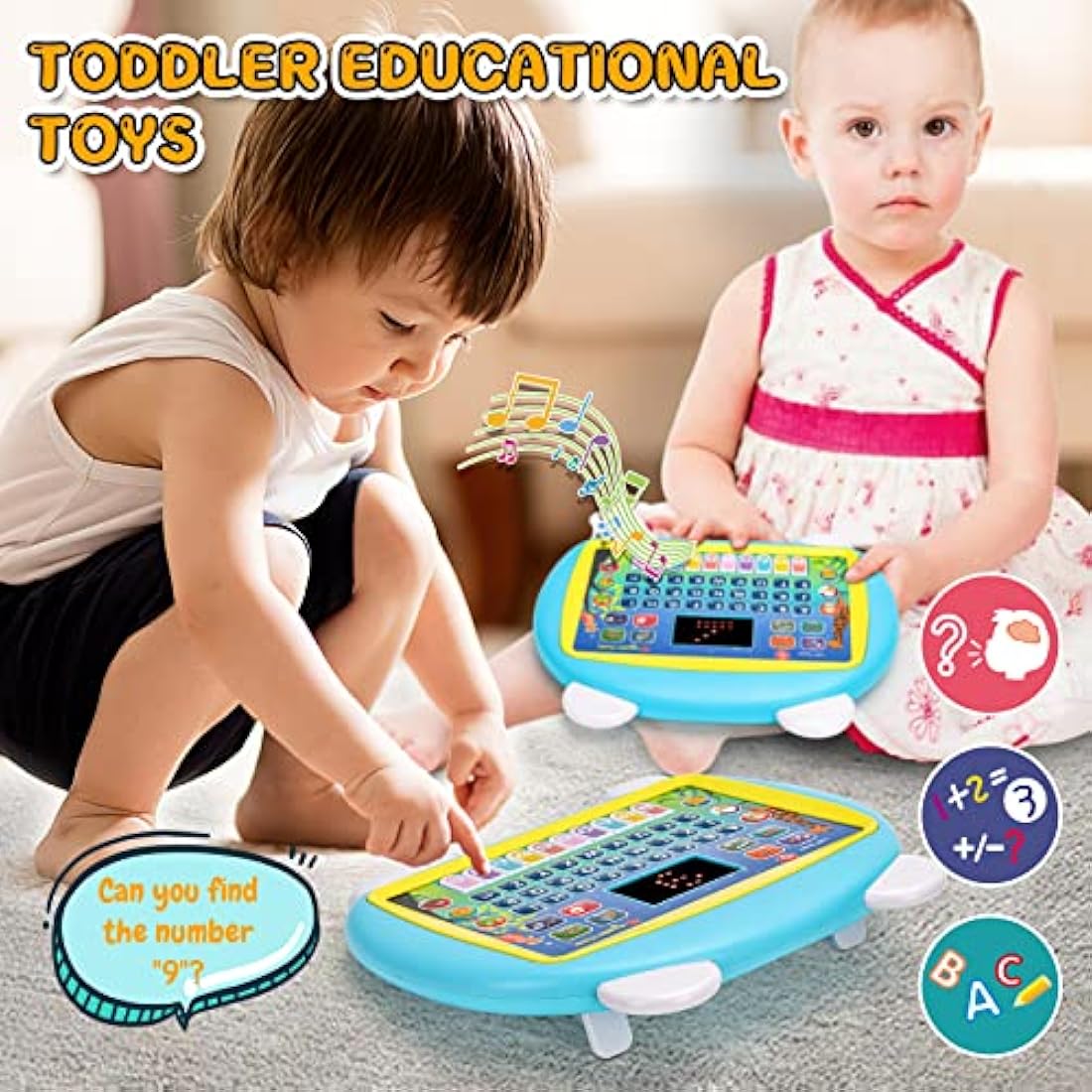 1-2-3 Year Old Girl Boy Gifts-Toddlers Learning Toys for 2-5 Year Old Girls Boys Birthday Presents Gift for Kids Boy Age 1-2-3-4 Year Old Toddler Tablet Interactive Educational Toy Laptop for Kid Game
