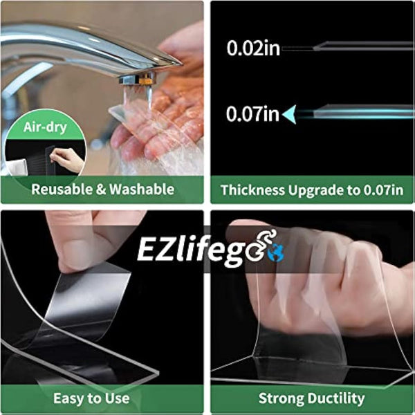 EZlifego Double Sided Tape Heavy Duty, Extra Large Strong Nano Mounting Tape Sticky Pads(5.0m * 3.0cm), Multipurpose Removable Clear adhesive Picture Hanging Strips, Easy to Use