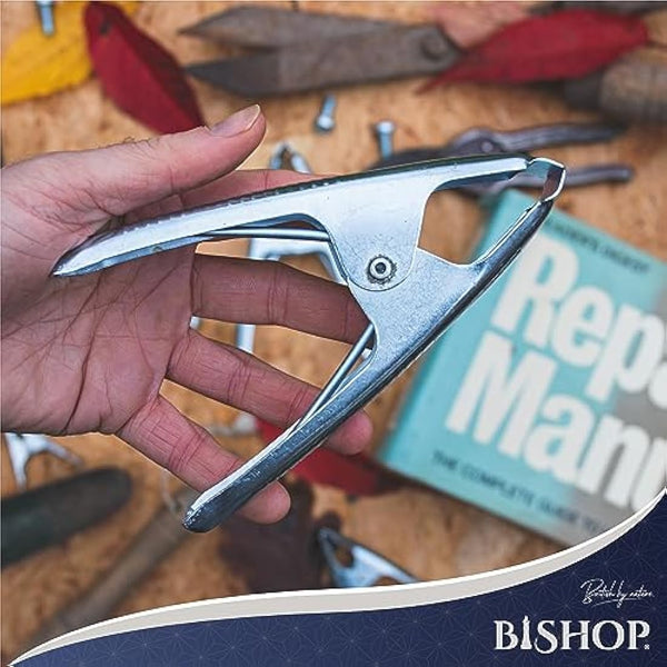 Commercial Grade Metal Spring Clamps for Woodwork - Rust Proof Market Stall Tarp Clips Clamps 50mm Jaw Capacity - Metal Clips All Steel Construction 160mm Length - Triple Coil Spring Clips (Qty: 18)