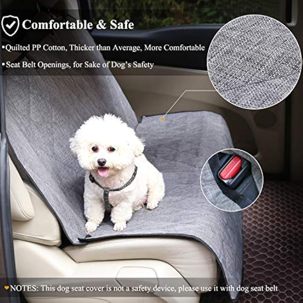 VIVAGLORY Dog Seat Covers, Dog Backseat Cover Pet Bench Protectors with Anti-Slip Backing, Back Seats Cover Rear Seat Covers Car Seat Cover for Dogs, Heather Black, L