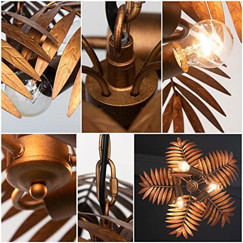 JCPYIUL Retro Tropical Coconut Leaf Chandelier LED Scandinavian Tree Branch Iron Ceiling Light Home Decoration Lamps and Lanterns Hotel Club Decoration Lamps and Lanterns(1)