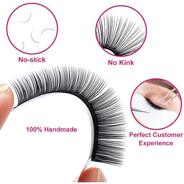 Eyelash Extensions 0.10mm C Curl Mix 8-14mm Fadlash Classic Lash Extensions 1:1 Individual Classic Eyelashes Black Matte Single Lashes Extension Professional